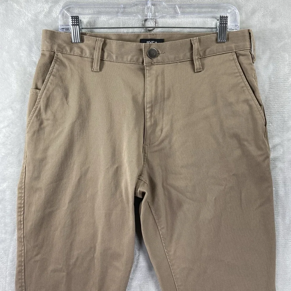RVCA Pants men's 31x31 Chino Week-End Fit Classic Brown Flat Front Stretch Skate